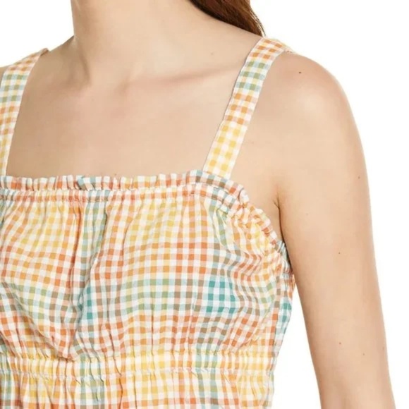 Madewell | Seersucker Sophia Peplum Tank in Rainbow Gingham Check - Picture 6 of 9